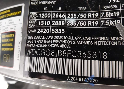 2015 Mercedes-Benz Glk 350 4Matic из США, поврежденный, VIN WDCGG8JB8FG365318